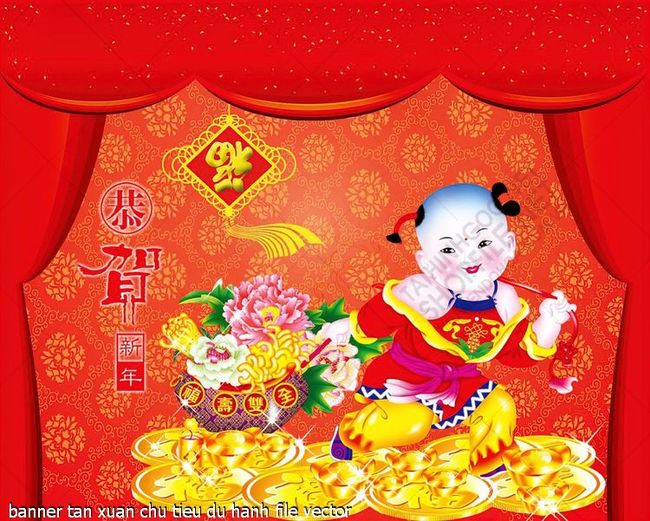 banner tan xuan chu tieu du hanh file vector